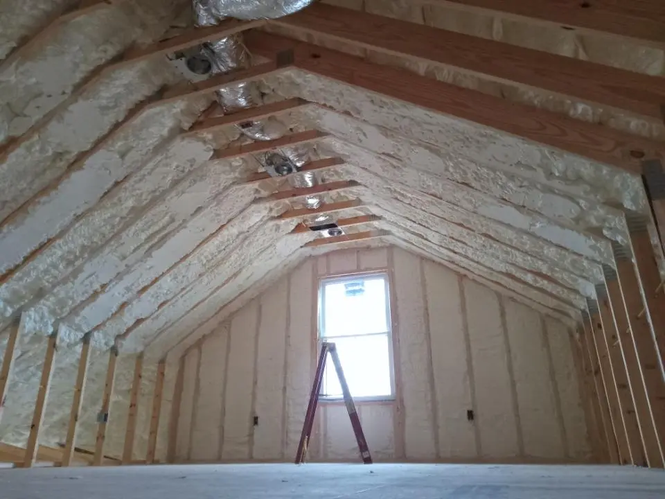 Spray foam roofing application for Crawl Space Insulation project in Leonardtown